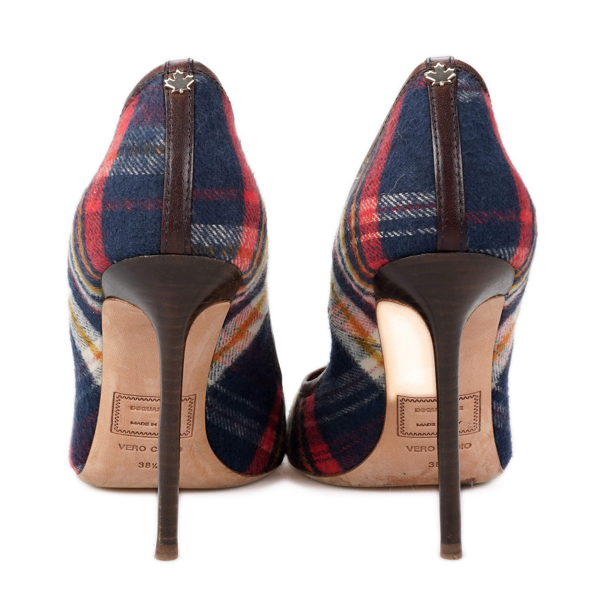 Dsquared2 - Navy Blue Plaid Felt Pumps